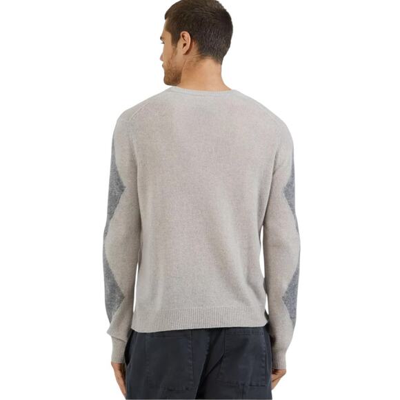 Anthony Thomas Melillo ATM XL NWT Mens Argyle Cashmere Crewneck Sweater Grey - Picture 5 of 6